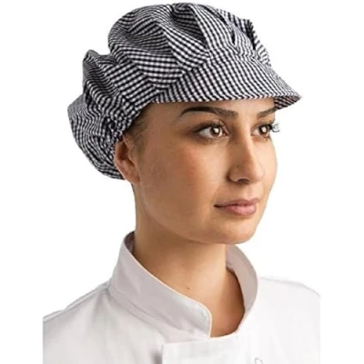 Abbildung von Whites Chefs Apparel Kosmetik Make kariert Schildmütze, One size, Blau und Weiß