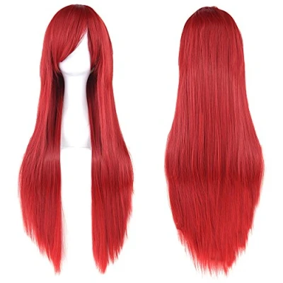 Abbildung von Fouriding 31&quot; Red Women&#039;s Long Straight Cosplay Party Wigs Hairpieces Hair Cap Lolita Style Anime Wig