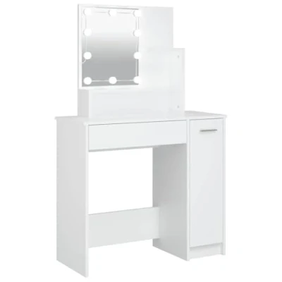 Abbildung von vidaXL Schminktisch mit LED Stauraum Frisiertisch Kommode Frisierkommode Kosmetiktisch Spiegel Beleuchtung Schlafzimmer Weiß 86,5x35x136cm