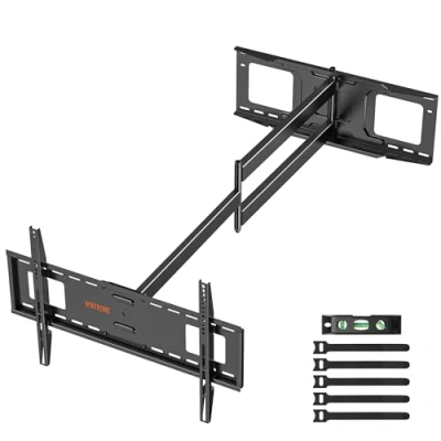Abbildung von WHYFONE TV Wandhalterung mit 1219mm Extra Langem Gelenkarm, 180 Drehbar Schwenkbar Halterung Neigbar Fernseher für 37 80 Zoll Flach &amp; Curved bis zu 50kg max. VESA 600x400mm
