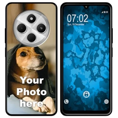 Abbildung von PhoneNatic personalisierte Handyhülle für Xiaomi Redmi 14C Custom Silikon Case in Schwarz zum selbst gestalten mit eigenem Foto Bild Text individuell
