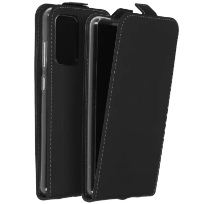 Abbildung von Samsung Galaxy A72 Hülle Kunstleder Accezz Flip Case Handyhülle Schwarz
