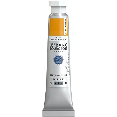 Abbildung von Lefranc Bourgeois 404925 extra feine Ölfarbe in Künstlerqualität aus hochwertigen Pigmenten, lebendige Farben, hohe Lichtechtheit, 20ml Tube Gelb Kadmiumfrei
