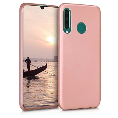 Abbildung von kwmobile Case kompatibel mit Huawei P30 Lite Hülle Schutzhülle aus Silikon metallisch schimmernd Handyhülle Metallic Rosegold