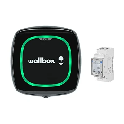 Abbildung von Wallbox Pulsar Plus Solarladegerät für Elektrofahrzeuge, 7,4 kW, 5 m, Typ 2, WiFi, Bluetooth, OCPP, den Innen und Außenbereich, Schwarz + einphasiger Power Boost
