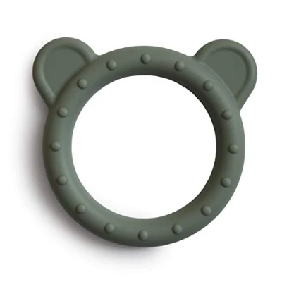 Abbildung von Mushie Beißring für Babys aus BPA frei Silikon Fördert Sehsinn &amp; Motorik Baby Zahnen Nursing Zubehör Sichere Hochwertige Kleinkinder Kinder Jungs Mädchen Bär Design (Dried Thyme)