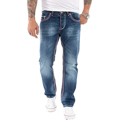 Abbildung von Rock Creek Straight Jeans Herren dicke Nähte Dunkelblau RC 2272