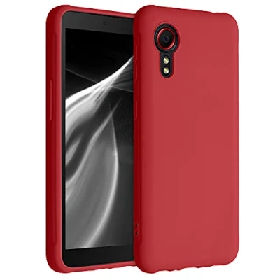 Abbildung von kwmobile Hülle kompatibel mit Samsung Galaxy Xcover 5 weiches TPU Silikon Case Cover geeignet für kabelloses Laden Rot matt