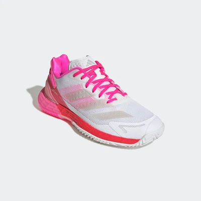 Abbildung von adidas Performance Defiant Speed Multicourt Tennisschuh cloud white champagne met lucid pink, Damen, Größe: 40 2/3 Schuhe