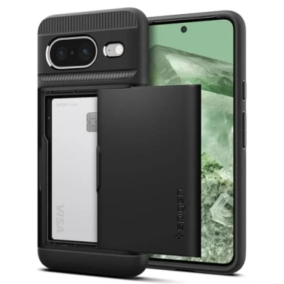 Abbildung von Google Pixel 8 Hülle Kunststoff Spigen Hard Case/Backcover Handyhülle Schwarz Shockproof/Stoßfest