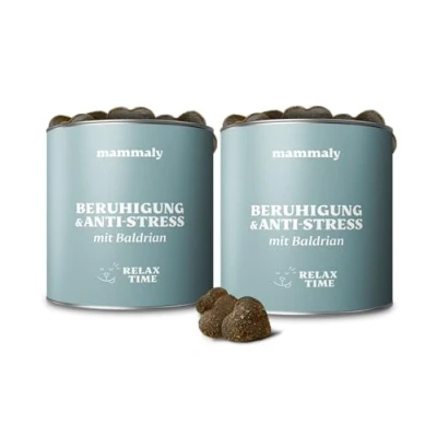 Abbildung von mammaly 2X Relax Time Leckerli mit Baldrian für Hunde (650g) Anti Stress &amp; Entspannungsmittel als leckere Snacks (Zitronenmelisse, Casein, Vitamin E + Probiotika) Seelenruhe Beruhigung Hund