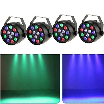 Abbildung von 4 Stück Bühnenlicht Set 15W LED RGB Flat PAR Licht DMX Bühncht Beleuchtung 7 Steuerkanäl Discokugel Party Partybeleuchtung Scheinwerfer