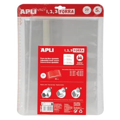 Abbildung von APLI 16913 Bucheinband mit verstellbarer Klappe, aus Polypropylen, 29 x 53 cm, 75 µ, 5 Stück