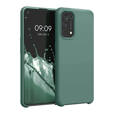 Abbildung von kwmobile Hülle kompatibel mit Oppo Find X3 Lite Silikon Handy Case Handyhülle weiche Oberfläche kabelloses Laden Tannengrün