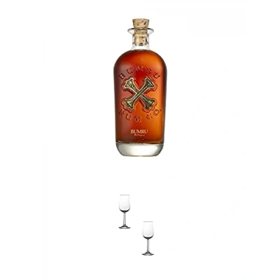 Abbildung von Bumbu The Original Spirituose auf Rumbasis 40% 0,7 Liter + Nosing Gläser Kelchglas Bugatti mit Eichstrich 2cl und 4cl 2 Stück