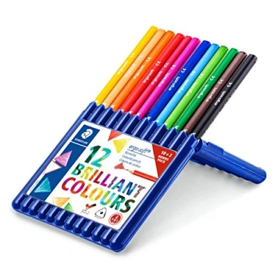 Abbildung von Staedtler ergosoft Buntstifte 157, ergonomische Dreikantform, intensive und kräftige Farben, weiche bruchsichere Mine, Box mit 12 157 SB12P
