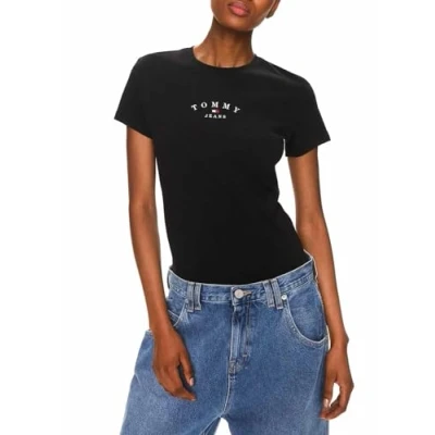 Abbildung von Tommy Jeans SLIM Essential LOGO TEE Tshirt print, Damen, Größe: 56, Black