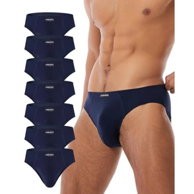 Abbildung von FORVEVO 7er Pack Unterhosen Männer Slip Baumwolle, Atmungsaktive Herrenslips, Klassischer Weich Unterwäsche mit Tasche, Stretch, Ohne Etikett(XXL,Marine)