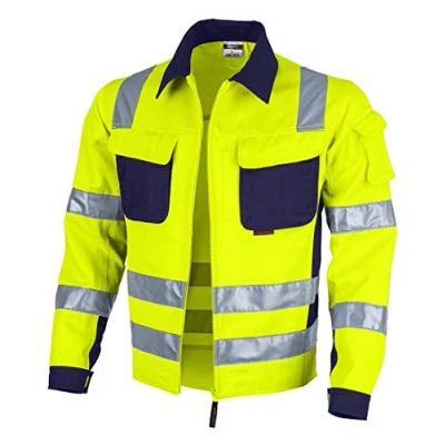 Abbildung von Qualitex Workwear Arbeitsjacke reflektierende PROfessionals Warnschutz Bundjacke (faserverstätkt) (1 St) mit 7 Taschen Strapazierfähig Zertifizierung