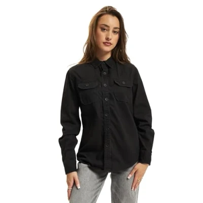 Abbildung von Brandit Vintageshirt Longsleeve Hemdbluse, Damen, Größe: Large, Black