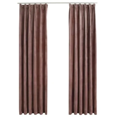 Abbildung von vidaXL 2X Vorhang Verdunkelung mit Haken Verdunkelungsvorhang Kräuselband Thermo Gardine Blickdicht Vorhänge Samt Antik Rosa 140x225cm