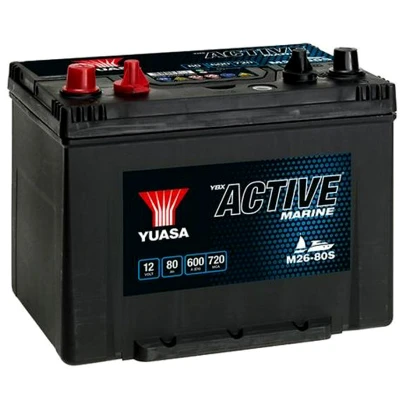 Abbildung von YUASA M26 80S Batterie 12V 80Ah 600A B5 AUDI: A4 B8 Avant, A3 Schrägheck, A6 C6 VOLKSWAGEN: Transporter 4 Bus, 5 Bus