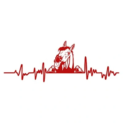 Abbildung von Aufkleber Herzschlag Tiere Breite 27cm Lifeline Heartbeat Deko Sticker Selbstklebend für Auto Kühlschrank Laptop Autoaufkleber K150 (Karminrot, 22 Pferd)