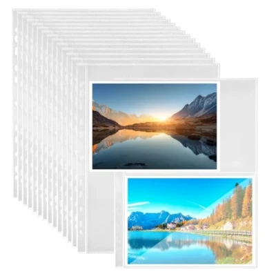 Abbildung von Elsrantor 30 Stück Klarsichthüllen A4, Prospekthüllen, Klarsichtfolien, Foto Hüllen, Aufbewahrung Fotos, Fotoalbum Nachfüllseiten, Fotohüllen, Postkartenhüllen, Sammelhüllen, Doppelseitiger 2 Fächer