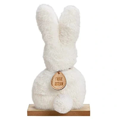 Abbildung von matches21 Flauschige Dekofigur Osterhase aus Plüsch Osterdeko Hase Ostern Deko Hasenfigur Frühlingsdeko weiß 14x25x5 cm