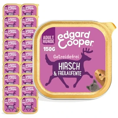 Abbildung von Edgard &amp; Cooper Nassfutter für Hunde, (Wild Ente, 150g x 11), Getreidefrei, natürliche Zutaten und frisches Fleisch, voller essentieller Aminosäuren