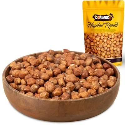 Abbildung von Haselnüsse Ganze geschält 1 kg 100% natürlichen Haselnüss Roh und ohne Salz GVO frei Glutenfrei IDEAL für Rezepte Geeignet Veganer Vegetarier Dorimed
