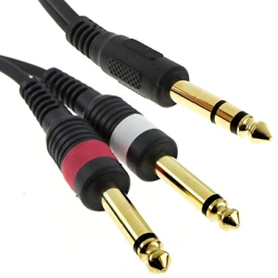 Abbildung von kenable 6,35 mm Stereo Klinkenstecker Zum 2x Mono Groß Klinke Abgeschirmtes Kabel 5 m [5 Meter/5m]