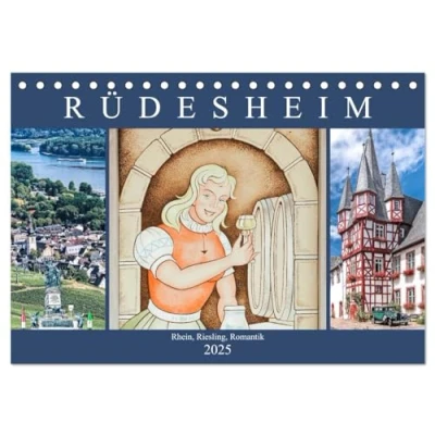 Abbildung von Rüdesheim Rhein, Riesling, Romantik (Tischkalender 2025 DIN A5 quer), CALVENDO Monatskalender