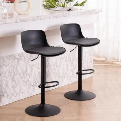 Abbildung von YOUNIKE Barhocker Schwarz Barstühle 2er Set, Bar Stool Höhenverstellbar Drehstuhl, Küchenstühle Tresenstuhl mit Rückenlehne, Hohe für Bartheke Küche