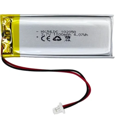 Abbildung von DC 3.7V 1100mAh 102050 wiederaufladbare Lithium Polymer Batterie passend für DIY 3.7 5V elektronische Produkte mit eingebautem 2 Draht Batterieaustausch und LED Leuchten