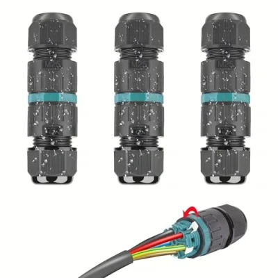 Abbildung von HOSPAOP Kabelverbinder Wasserdicht 5 Polig, IP68 Verbindungsmuffe Erdkabel Abzweigdose für Ø5 14mm Kabeldurchmesser, Verteilerdose Außen Verbindungsbox Schwarz, 3 Stück, Kunststoff