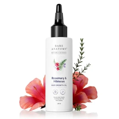 Abbildung von Bare Anatomy Nature x Science Haarwachstumsöl mit Rosmarin und Hibiskus für Frauen Männer, unterstützt das Haarwachstum stärkt es, nährt die Kopfhaut