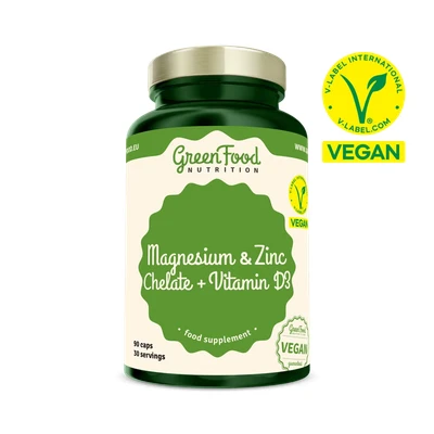 Abbildung von GreenFood Nutrition Magnesium und Zink Chelate + Vitamin D3 90 St