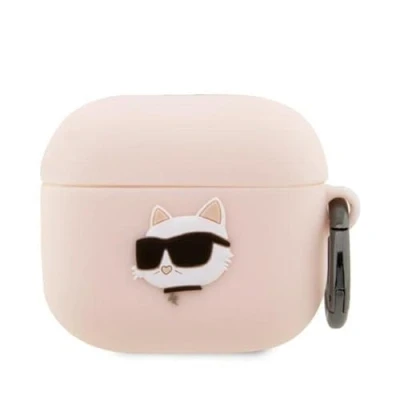 Abbildung von Karl Lagerfeld KLA3RUNCHP Hülle für Airpods 3 Rosa Silicone Choupette Head 3D