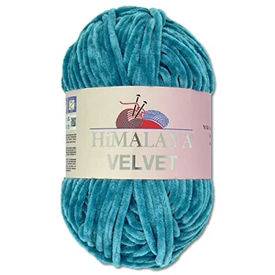 Abbildung von Wohnkult Himalaya 100 g Velvet Dolphin Wolle 40 Farben zur Auswahl Chenille Strickgarn Flauschgarn Glanz Accessoire Kleidung Decken (90041 Pazifikblau)