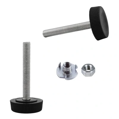 Abbildung von SKIR&#039;CO Möbel Nivellierfüße M6 x 40 mm, verstellbare runde Beine, 25 mm Durchmesser, Gewinde Nivellierfuß (Muttern im Lieferumfang enthalten), 2 Stück