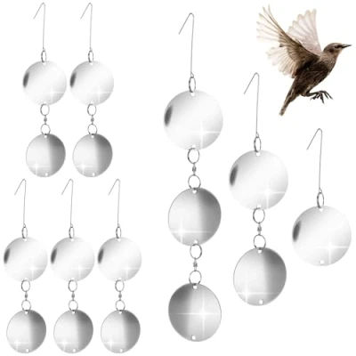 Abbildung von com four® 56 teiliges Vogelabwehr Set reflektierendes Windspiel bis zu 8 Aufhänger Vogelscheuche gegen Raben, Krähen, Stare und Dohlen für Balkon, Garten, Terrasse (56 teilig Windspiel)