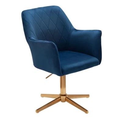 Abbildung von FINEBUY Drehstuhl FB24212 (Samt Blau, Design Schalenstuhl Drehbar mit Lehne), Schreibtischstuhl 120 kg Höhenverstellbar,