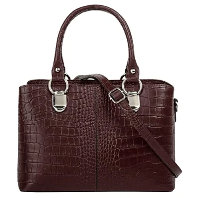 Abbildung von Cluty Umhängetasche echt Leder Damen Made in Italy, Kroko Optik Handtasche, Schultertasche, elegante Henkeltasche 021374