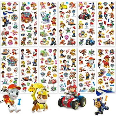 Abbildung von Deen Kinder Sticker,12 Blätter 3D Paw Patrol Stickers Set,Relief Aufkleber für Jungen Mädchen,Belohnung Kindersticker Kindergeburtstag Mitgebsel Gastgeschenke DIY Scrapbooking Geschenkdeko