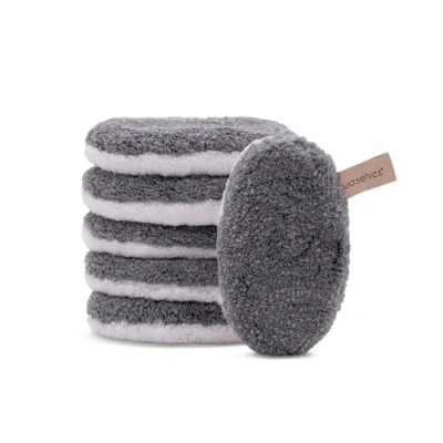 Abbildung von waschies waschbare Abschmink &amp; Reinigungspads wiederverwendbar, porentiefe Reinigung nur mit Wasser, hautschonend, hypoallergen, supersoft, versch. Farben (Grau, 6 Stück)