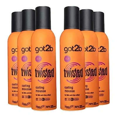 Abbildung von Schwarzkopf got2b Twisted Curling Hair Mousse, für lockiges &amp; gewelltes Haar, Multipack 6 x 250 ml