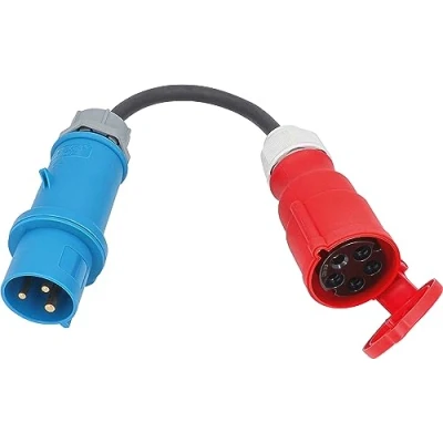 Abbildung von as Schwabe Adapterleitung CEE Stecker 230V/32A/3 polig zu Kupplung 400V/32A/5 0,3 m H07RN F 3G6 schwere Gummischlauchleitung IP44 spritzwassergeschützt, 61375