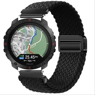 Abbildung von GIOPUEY Armband Kompatibel mit Polar Grit X2 Pro, Geflochtenes Nylon [Unisex] elastisch Ersatzarmband Black