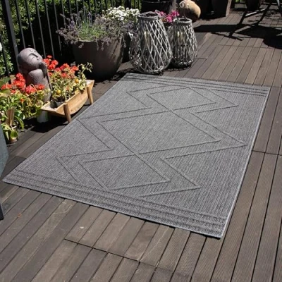 Abbildung von Carpettex Outdoorteppich Boho Design, Läufer, Höhe: 8 mm, In&amp; Outdoor Teppich Grau Design für Küchen Balkon Terrasse Garten